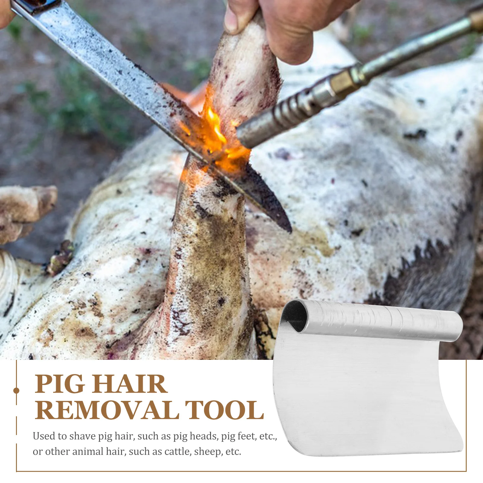 

Stainless Steel Manual Pig Hair Scraper 2 Pack Metal Hair Plucking Tool for Animal Shaving and Carpet Surface Cleaning