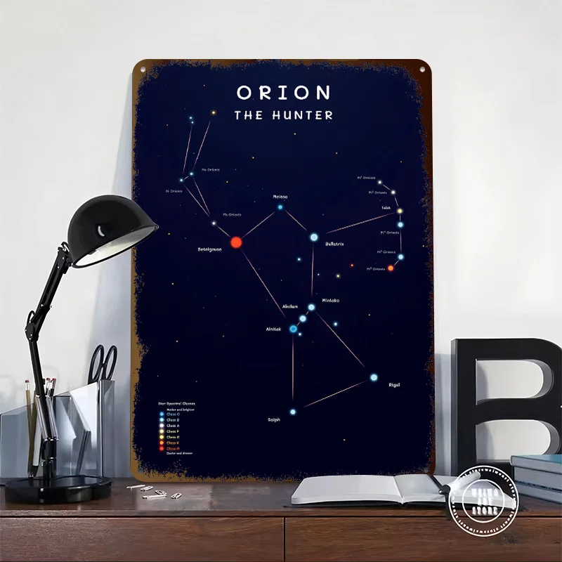Orion Constellation Printed Poster Customized Retro Wall Art Vintage Metal Tin Signs for Bedroom Decorations Room Decoration