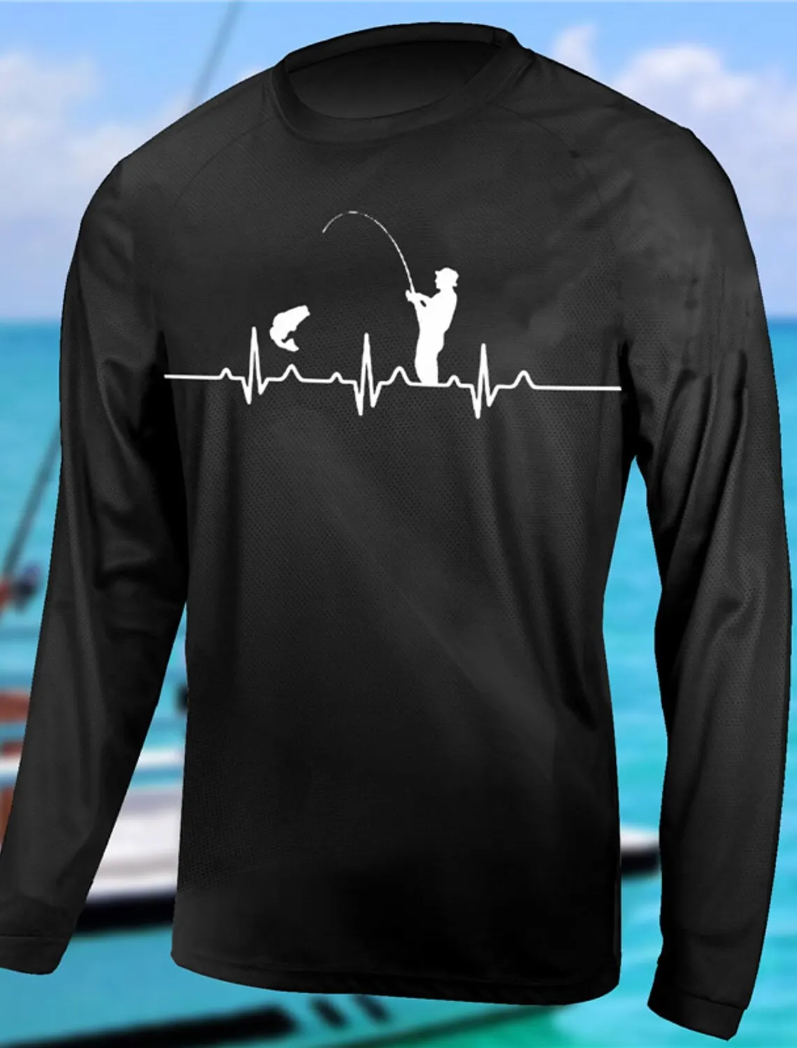 الرجال ثلاثية الأبعاد قميص لصيد السمك في الهواء الطلق بأكمام طويلة المضادة للأشعة فوق البنفسجية تنفس التجفيف السريع خفيفة الوزن Sweatwicking أعلى الربيع/الصيف الصيد