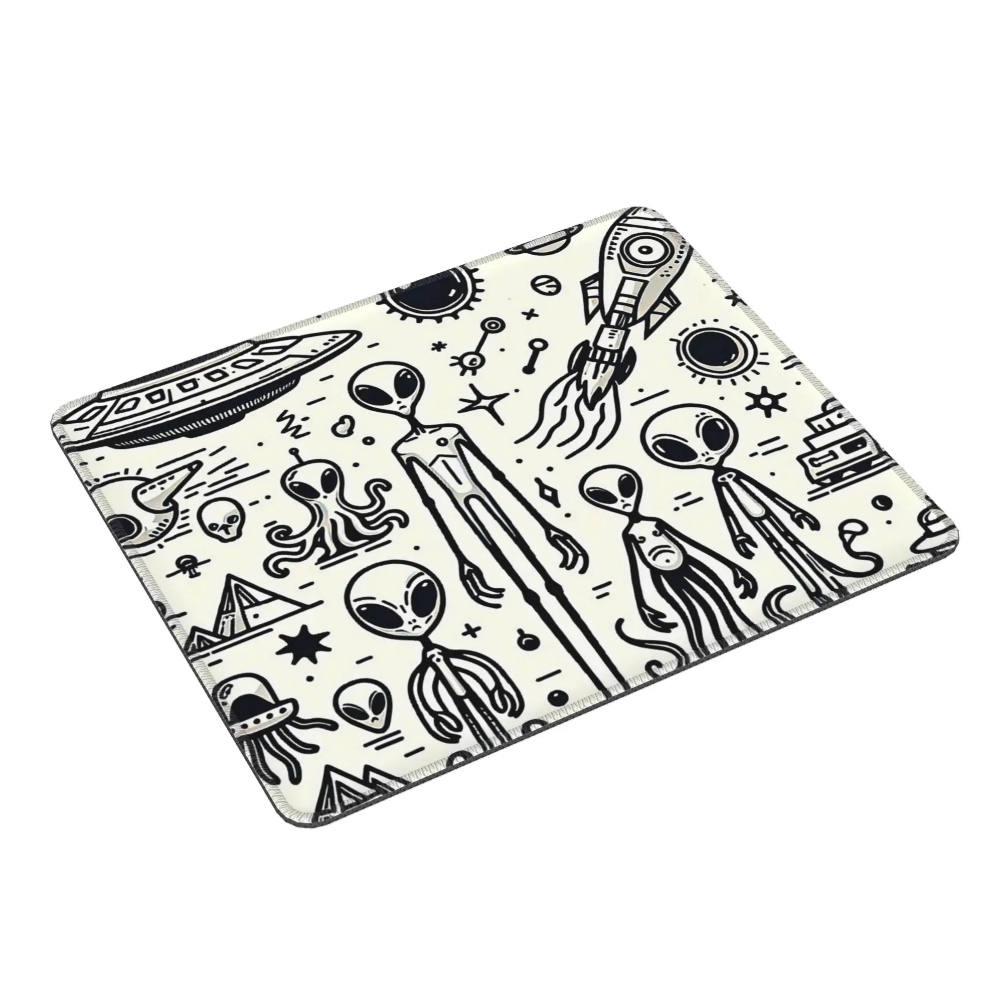 Fantasy UFO And Alien Landscape Mouse Pad Computer Keyboard Mouse Mat Gamer PC Laptop Desk Mat Office Accessories Table Mats