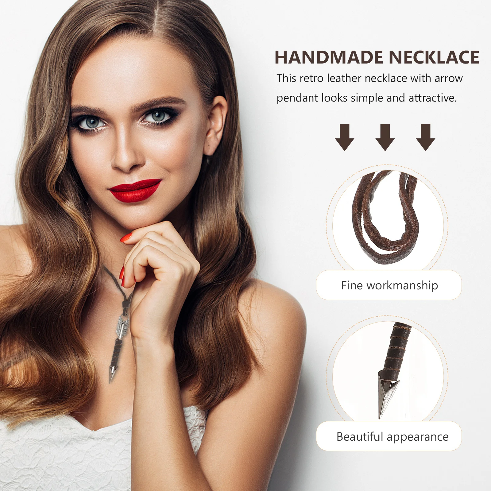 Necklace Arrow Pendant Retro Adjustable Handmade Alloy Pendant Comfortable Stylish for Girlfriend Female