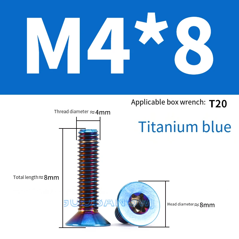 TC4Titanium Alloy Countersunk Internal Torx Screw Flat Head Machine Screw for Modification Bolt M4toM8 High Strength Lightweight