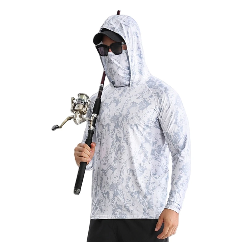 

Sun Protections Angling Shirt Mens Long Sleeve Summer Breathable Hooded Fish Clothing Fishing Shirt