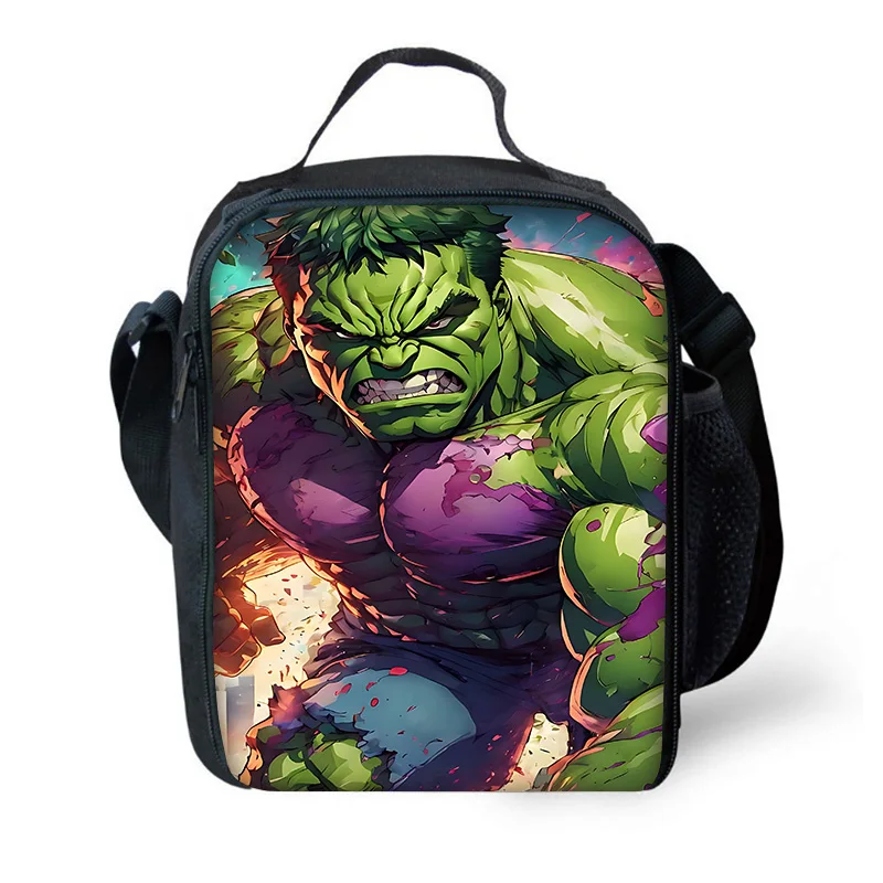 Lancheira isolada Hulk com raiva, saco de grande capacidade infantil, refrigerador térmico valioso, estudante e piquenique ao ar livre, menino e menina