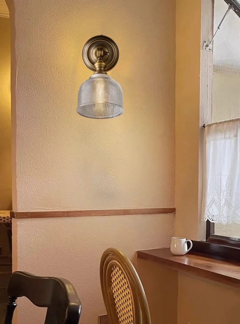Old Copper Wall Lamp Clear Glass Indoor