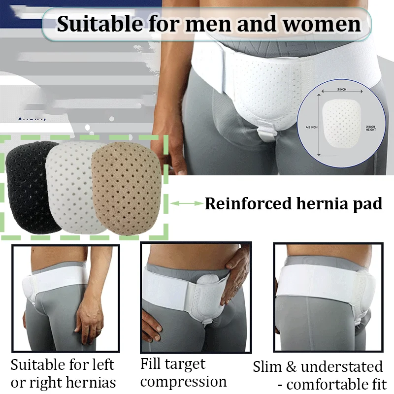 Inguinal Hernia Support Belt Groin Sports Hernia Belt Truss Belt Removable Compression Pad Adult Left/Right Small Intestine