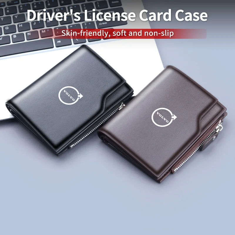 

Car LOGO Leather RFID Vintage Wallet Men Coin Pocket Wallets Card Holder Man Purse For Volvo AWD C30 C70 S60 S80 S90 T6 V40 V50