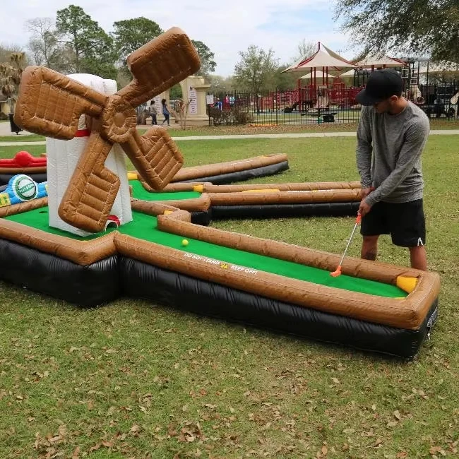 

Hot Selling 9-Hole Mini Golf Course Outdoor Inflatable Golf Training Game for Kids Adults Commercial Amusement Park Rides