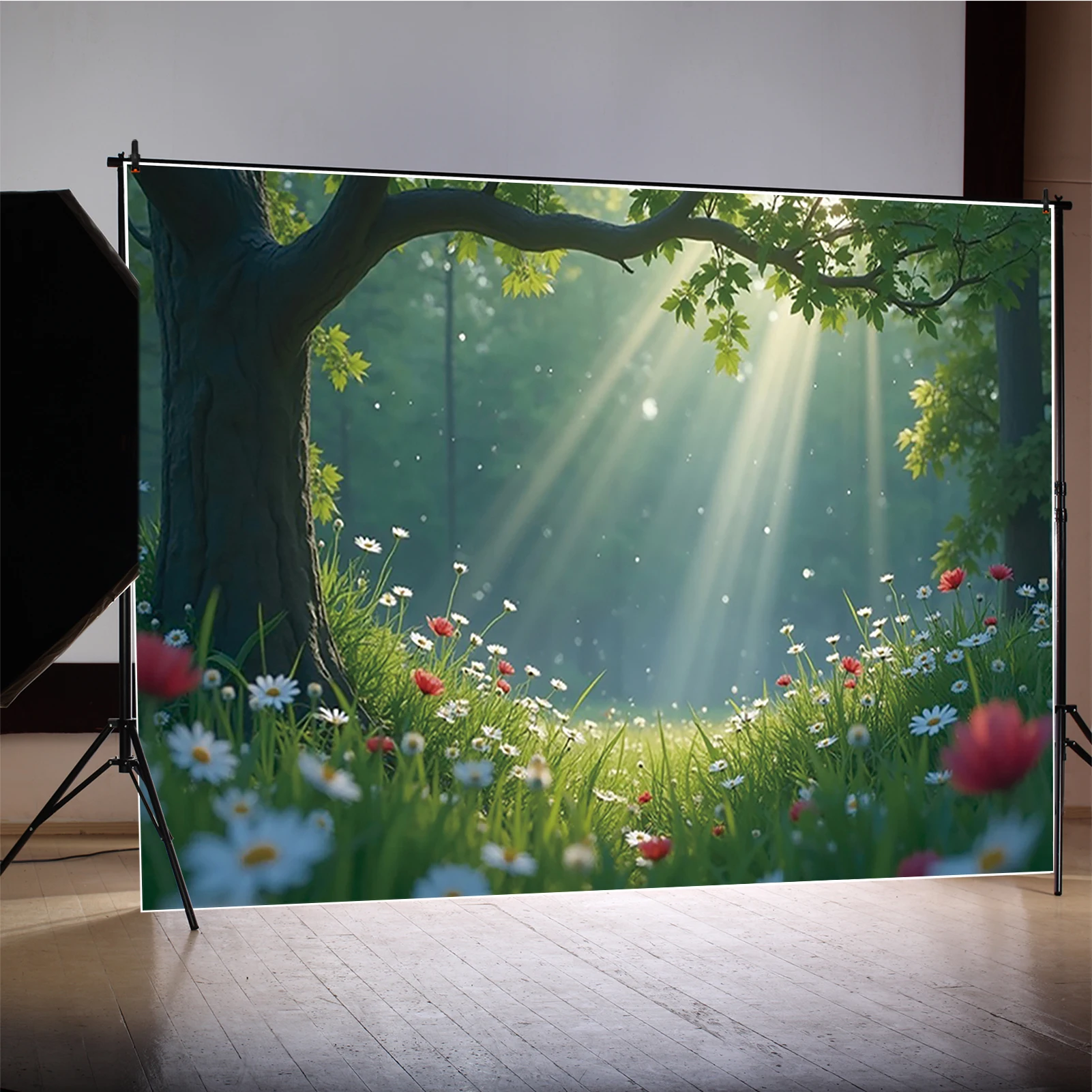 MOON.QG весенний фон открытый лес дерево зеленый природный сад фон для фотосъемки свадебный фон для душа