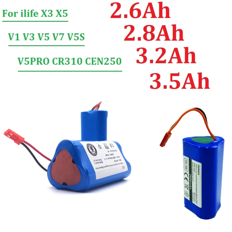 2.6Ah/2.8Ah/3.2Ah/3.5Ah baterii dla Ecovacs ilife V1 V3 X3 V3 V5 X5 V5S CW310 CEN250 robota części do czyszczenia 11.1V 2800mAh baterii