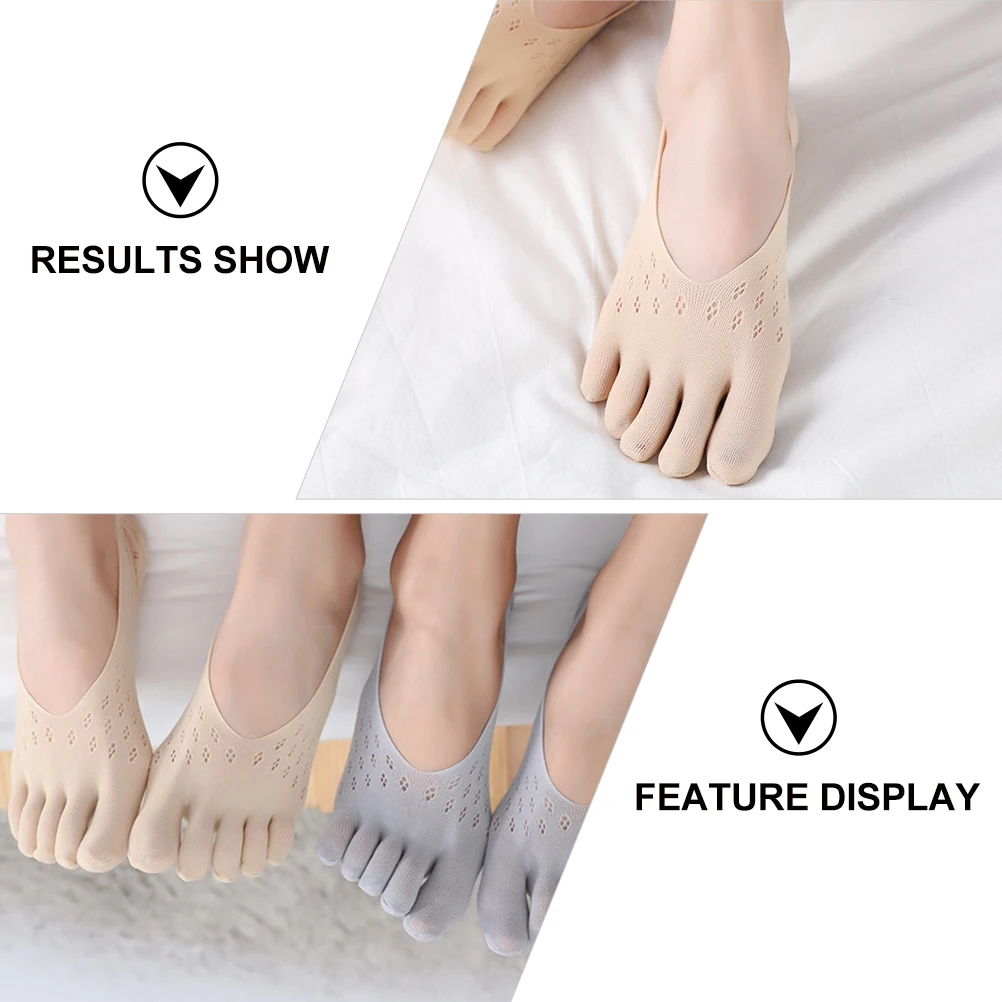 

5 Pairs Women Velure Five Finger Toe Socks Invisible Low Cut Fashion Socks