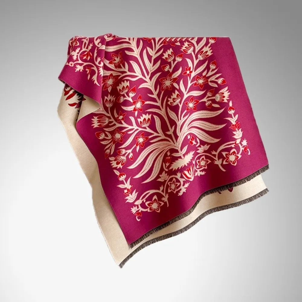 على الوجهين الباشمينا شال الأزهار الجاكار شرابة تصميم الأزهار وشاح جاكار Coldproof يندبروف بطانية وشاح الاستخدام في الهواء الطلق #1