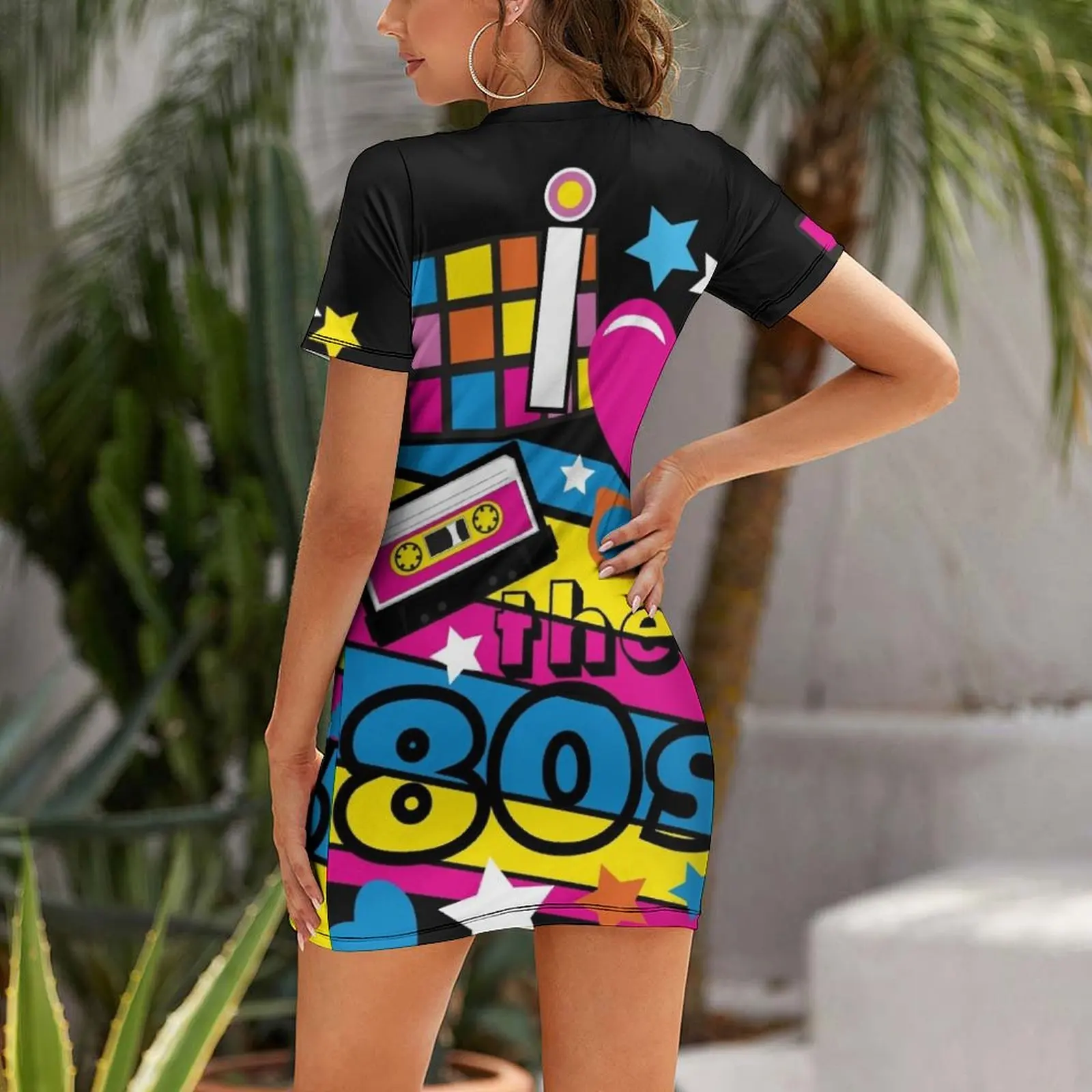 I love the 80s! Cool Neon Pop Culture Shirt & Gifts Short Sleeved Dress sexy dress for women dress for woman