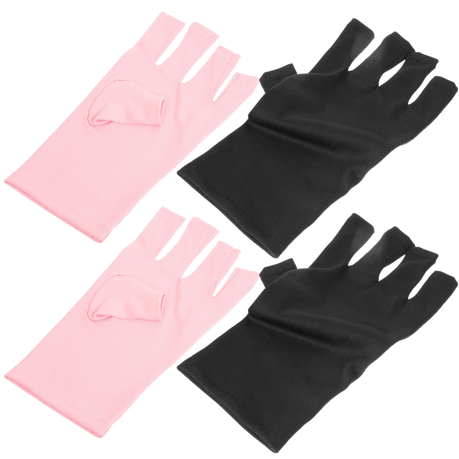

2Pairs Anti Uv Manicure Gloves Fingerless Nail Protect Skin Breathable Elastic Reusable Polyester Protection
