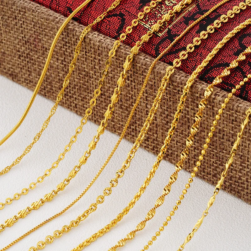 

New Arrival Sand Gold Necklace For Women Long Lasting Colorfast Luxury Minimalist Clavicle Chain Yiwu Copper Gold Plated Jewelry