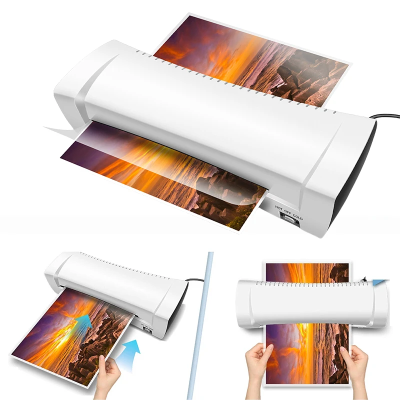Máquina Laminadora 3 en 1 Frío y Calor, A4 A5 A6, 230mm Ancho, para Fotos Documentos Tarjetas, Enmicadora Sin Burbujas, Escuela Hogar Oficina, Compatible con Impresora Térmica