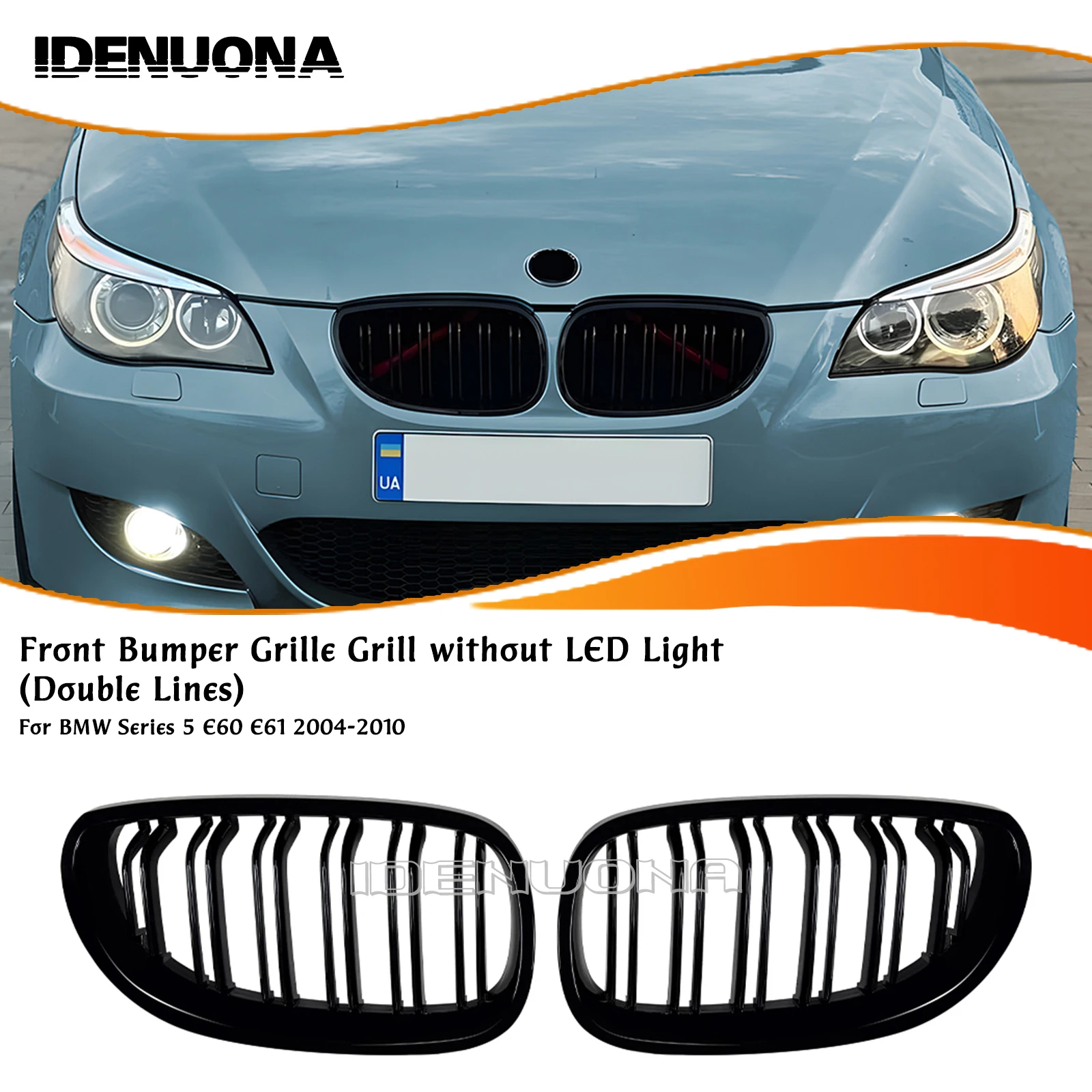 

Гоночная решетка в стиле почек, верхний бампер, сетчатая решетка капота для BMW 5 серии E60 E61 M5 525i 528i 530i 535i 550i 2004-10, передняя решетка