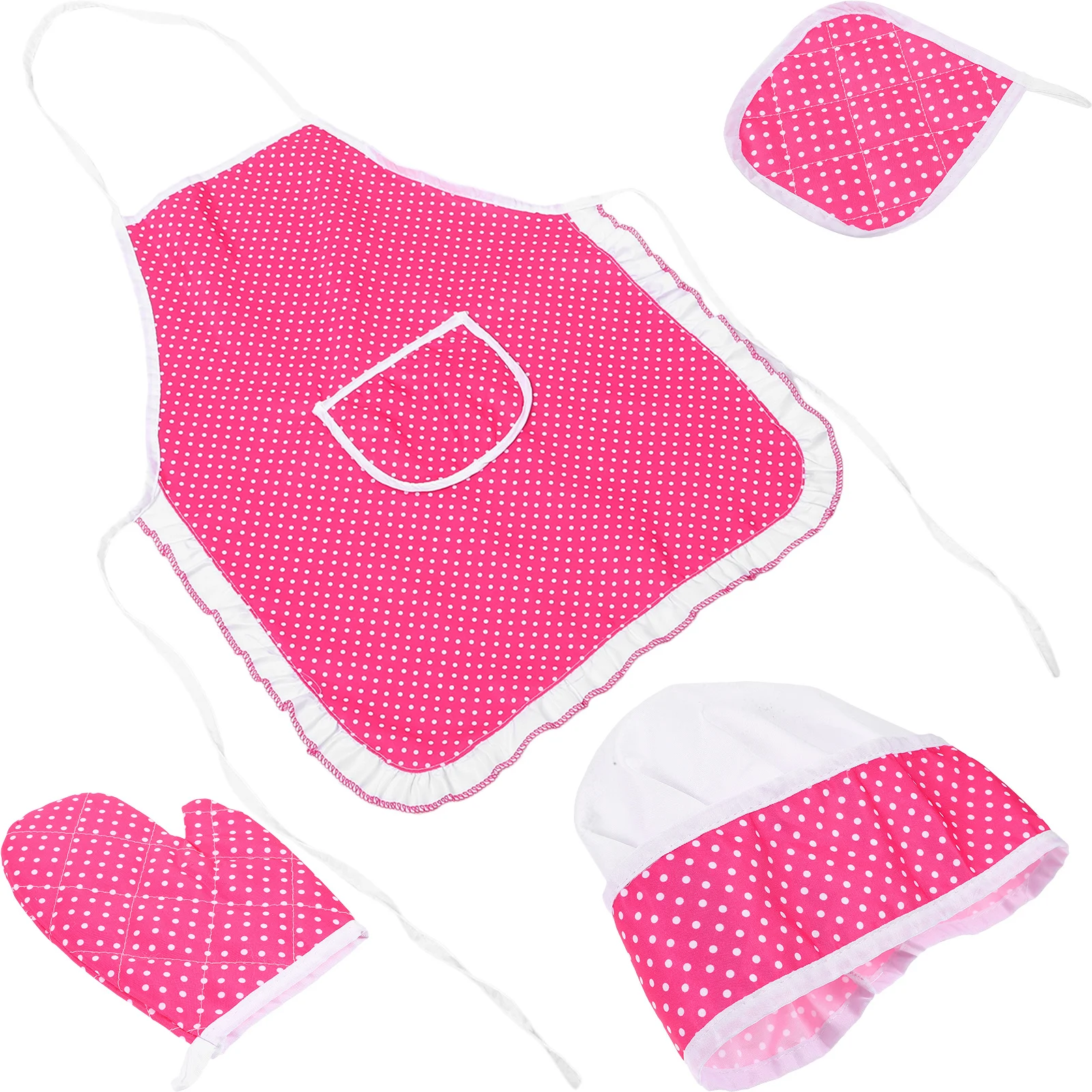 1Set Children Chef Apron Hat Costume Set for Kids Cooking Baking Toddler Protective Mat Oven Mitten Kids Apron