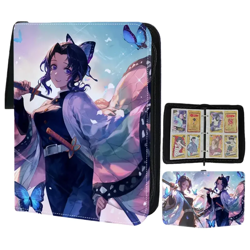 Demon Slayer Kochou Shinobu Zipper Binder Game Card Collection Album Book Anime Cartoon Business Card Holder Children's Toy Gift