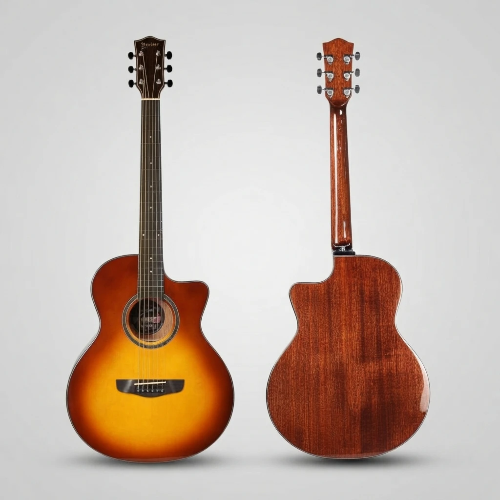 Gloss Cutaway Acoustic Folk Guitar 6‑String Multi‑Color Steel‑String Instrument for Beginner Intermediate Musicians Practice