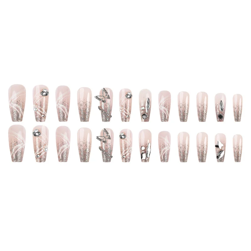 Dazzling Popping Butterfly Press On Nails Removable Fake Nails