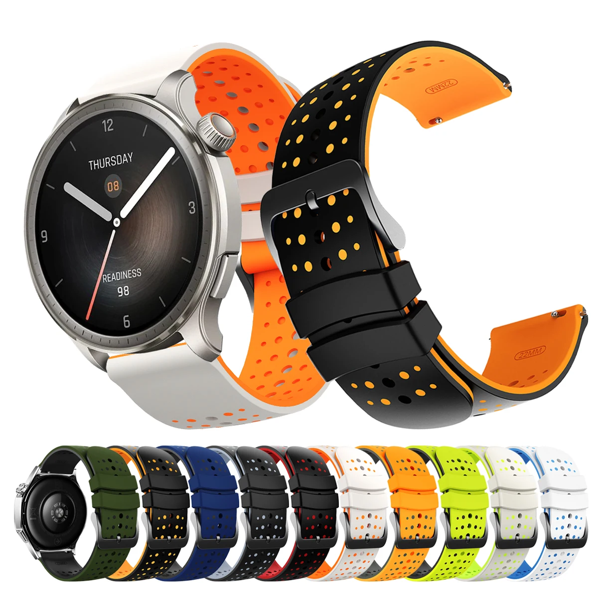 22mm Silikonarmband für Huami Amazfit Bip 6 46mm Smartwatch-Armband für Amazfit BALANCE GTR 2 3 4 3pro/Garmin Armband