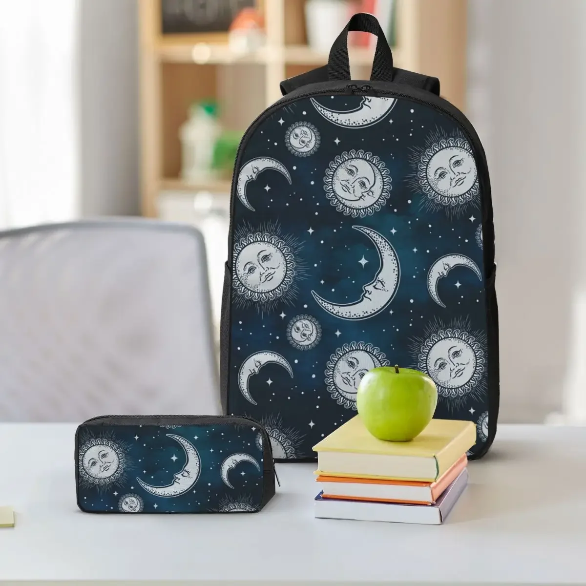 Celestial Mystic Esoteric Magic Sun Moon Backpack BookBag School Bag Computer Shoulder Bags 3ps Insulated Lunch Bag Pencil Case