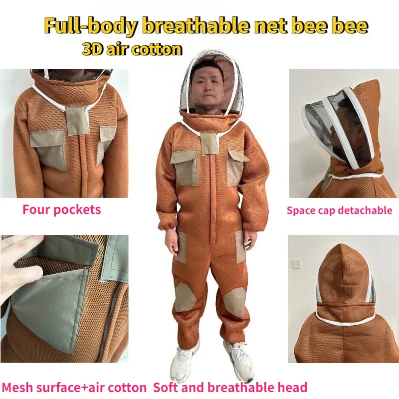 3D Air Cotton Bee Suit Professional Full Body Beekeeping Protective Clothing Beekeeper Suit with Veil
