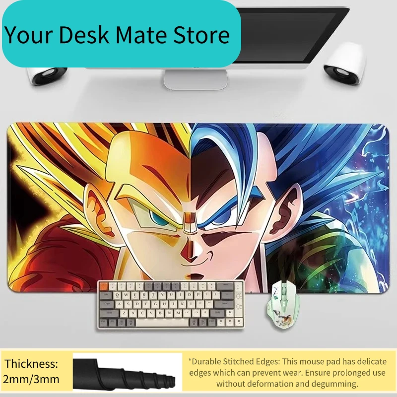 

Новый коврик для мыши Dragon Ball с принтом Сон Гоку, большой игровой коврик для клавиатуры, настольный коврик с изображением Супер Сайяна, анимационный коврик для стола, мужской коврик для мыши