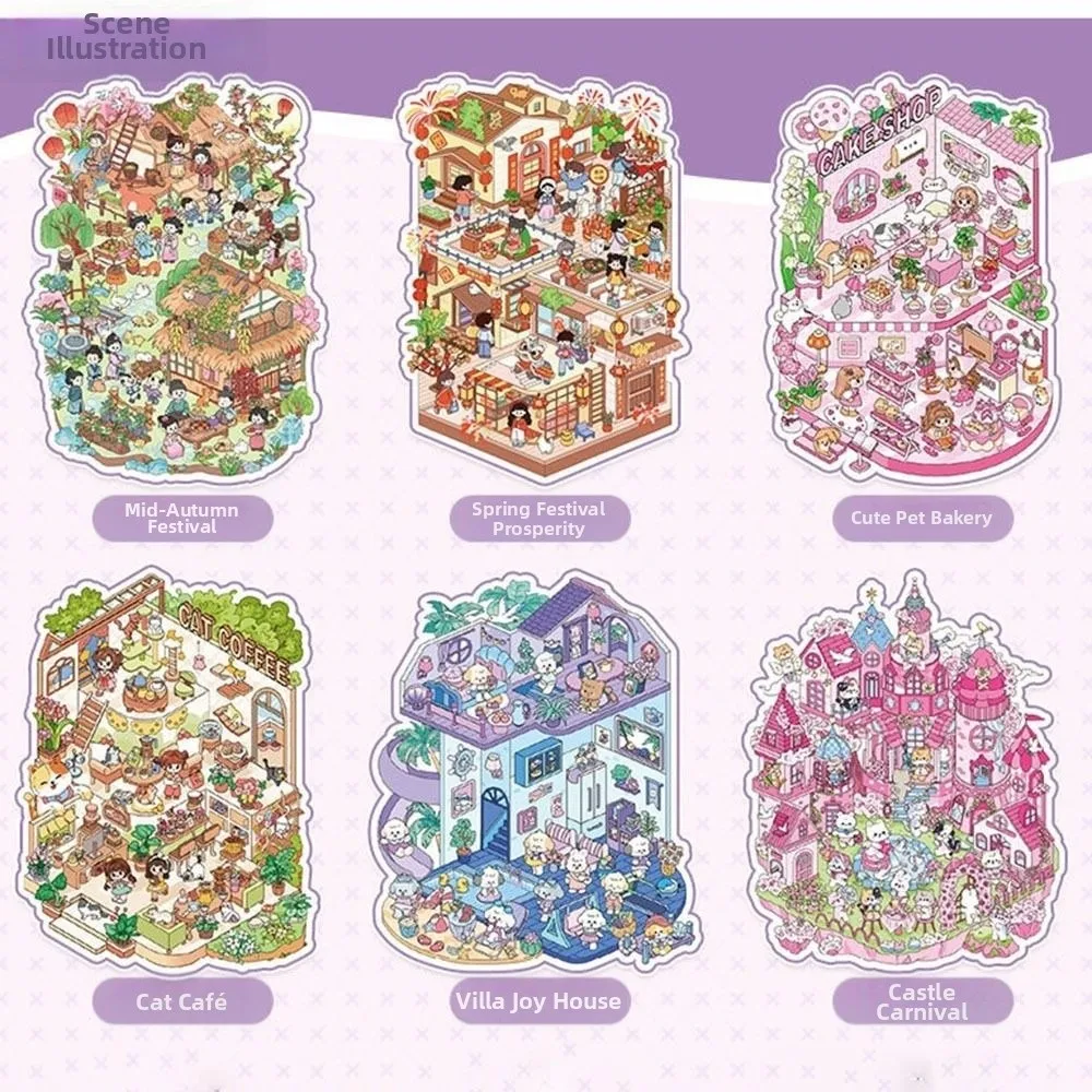 

Kawaii PET миниатюрная наклейка на сцену, книга, мини-визуальное укладка, сделай сам, пейзажная наклейка, книга, наклейка для палатки, украшение