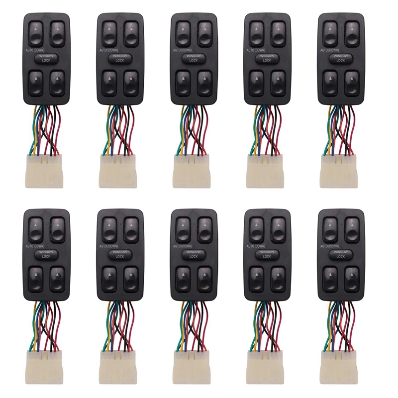 10X Front Left Driver Side Electric Power Master Window Switch 9357028001 For 1992-1994 Hyundai Elantra Galloper