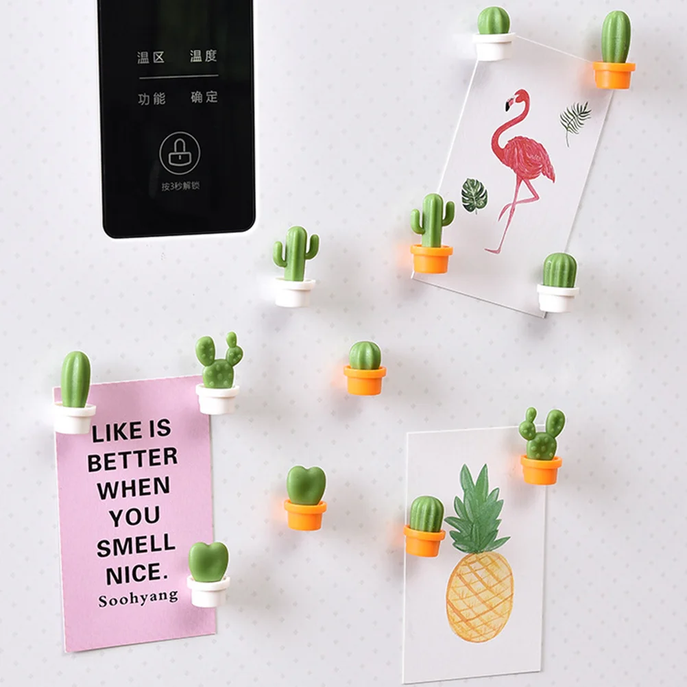 24Pcs Magnetic Fridge Creative Cactus Resin Stickers Kitchen Decorations Cartoon Refrigerator Decals