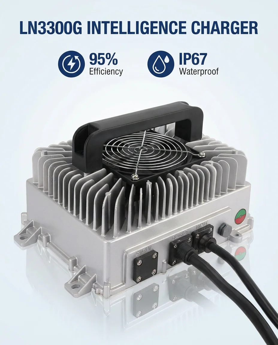 LNLEE Custom Auto IP67 48V Waterproof 3300W Fast Lead Acid Battery Charger For Golf Cart Forklift LN3300G Model Universal