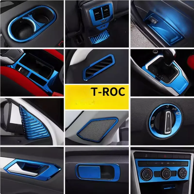 For VW Volkswagen T-Roc T Roc 2018- 2022 LHD Interior Styling Door Speaker Audio Inner Handle Frame Window Regulator Switch