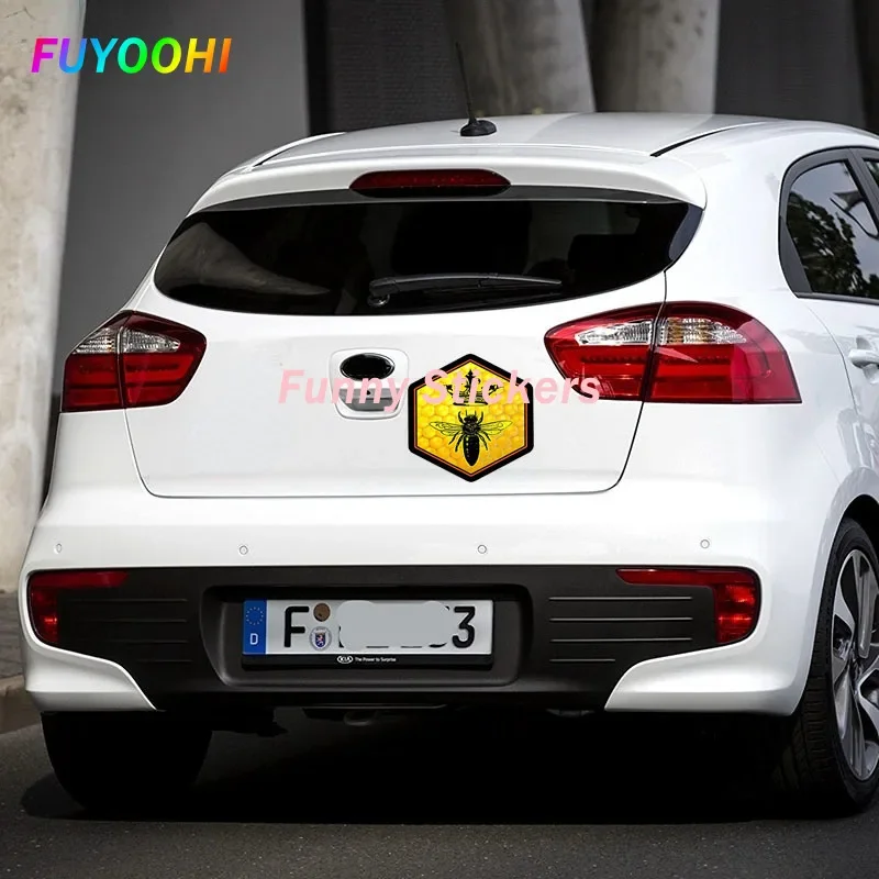 FUYOOHI Play Stickers Creativity Car Sticker Waterproof Queen Bee Decal Beekeeping Skep Beehive Honey Crown PVC Accessories