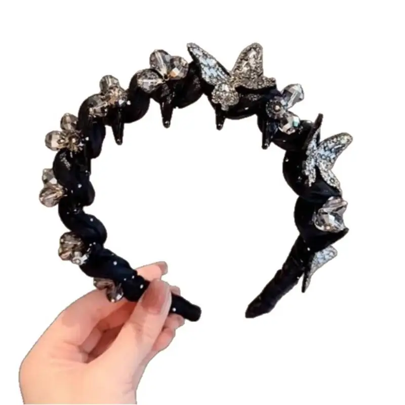 Temperamento elegante cristallo farfalla cerchio per capelli moda coreana dolce antiscivolo accessori per capelli da sposa per feste