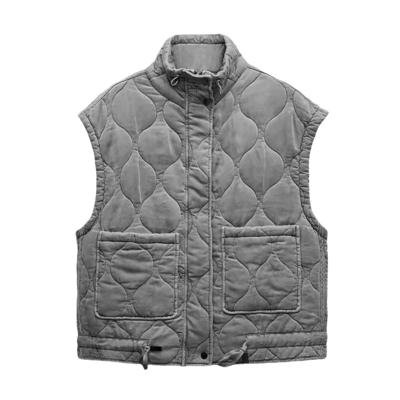

Autumn New Women's Svel Casual Cotton Waed Vest f High Collar Cotton Clothing 4088244 Faionable ort Sle