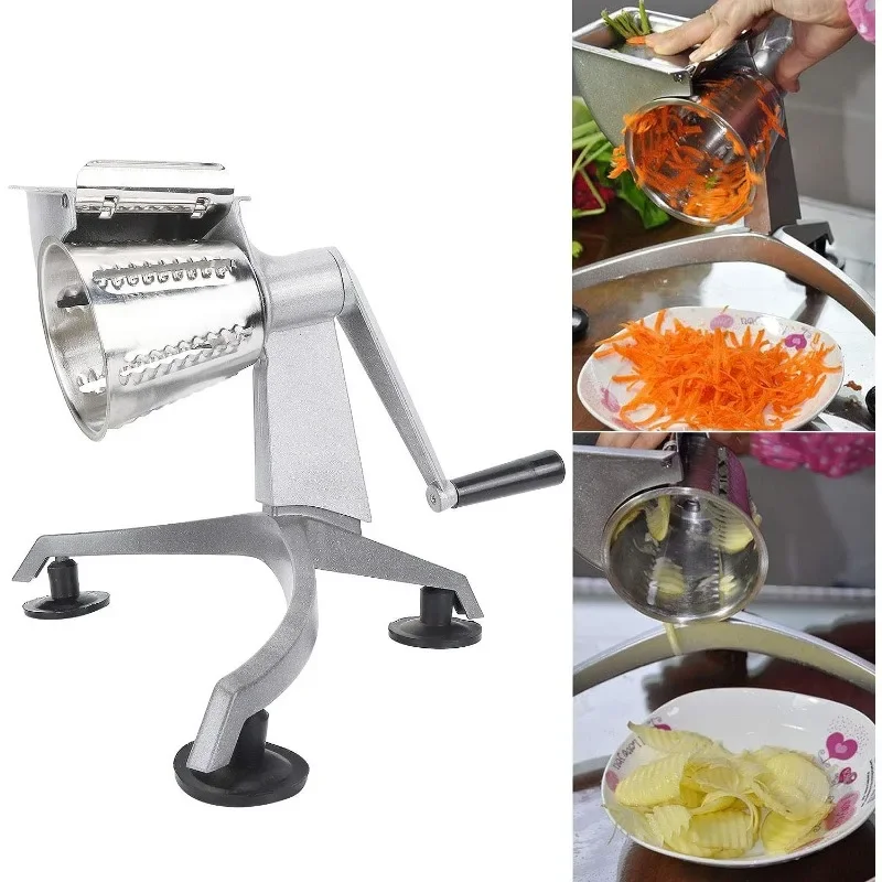 Food Shreder Multi Functional Hand Crank Cutter Vegetable Cheese Grater Nut Grinder Food Processors with 5 Stainless Steel Blade