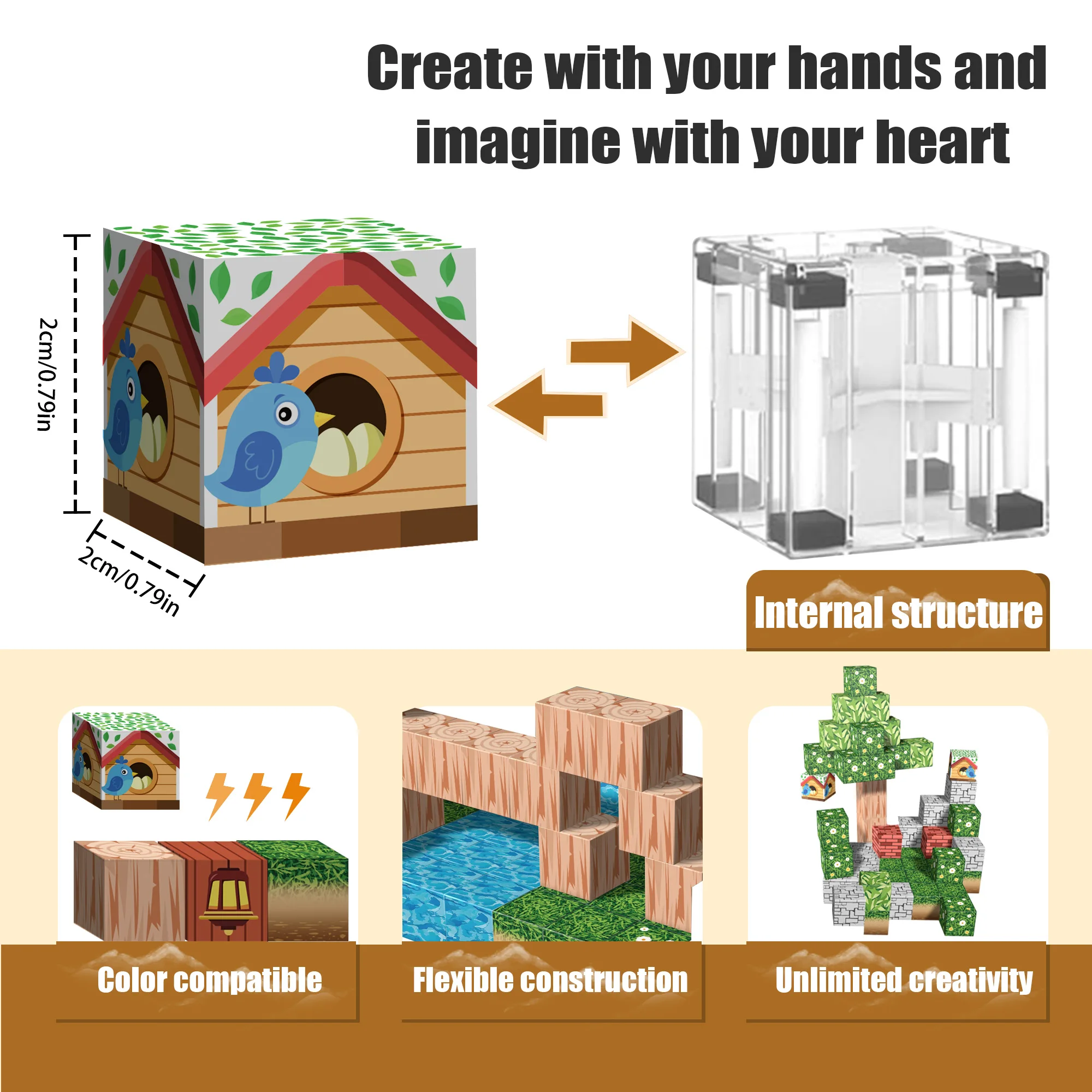 99PCS 자기 집 건물 세트, 창조적 인 새 둥지 및 미니 코티지 디자인, 어린이를위한 STEM 학습 장난감 3 +, Montessori Educatio