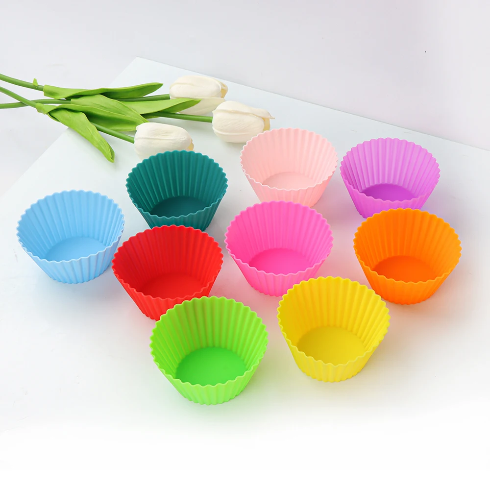 1pcs Round Muffin Cups Cake Silicone Mold Multi-color Optional Cake Cups DIY Baking Mousse Cake Mold Kitchen Cooking Supplies