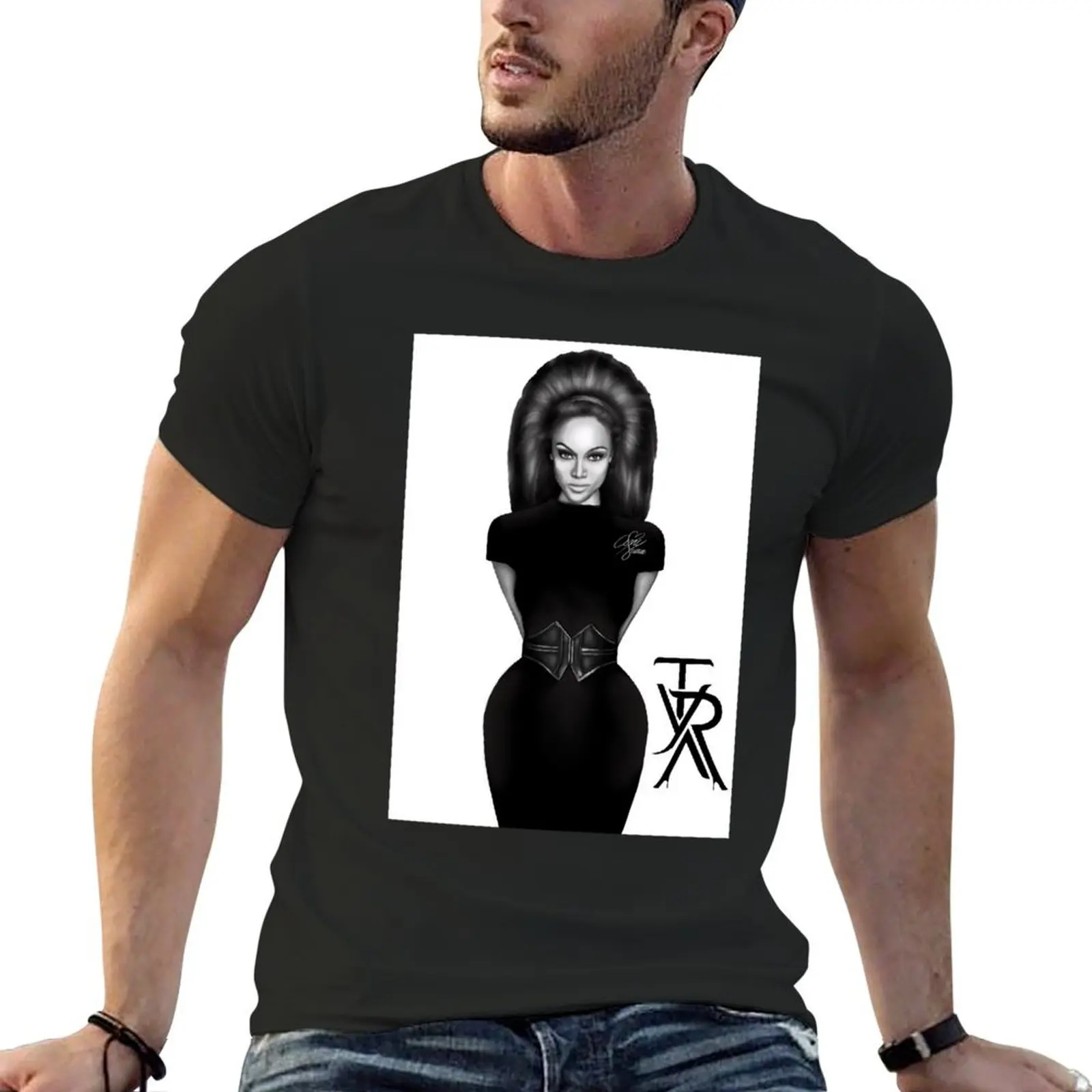 

Tyra Banks Black & White T-Shirt man clothes rapper graphic tees animal prinfor boys mens t shirts pack