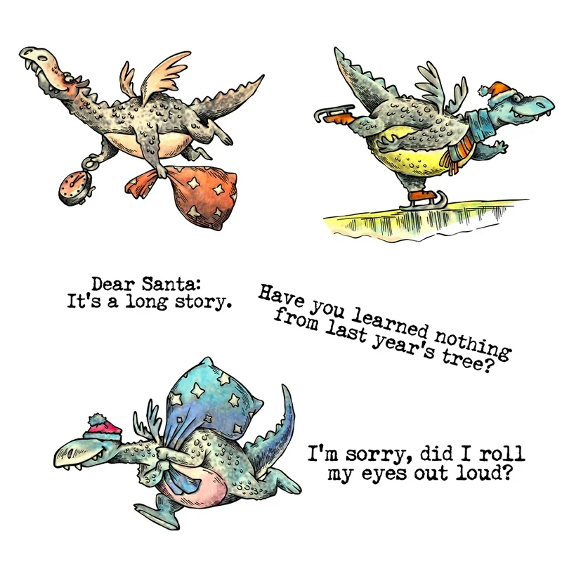 

Cute Cartoon Dragon Cutting Dies And Clear Stamp DIY Scrapbooking Metal Dies Silicone Stamps For Cards Albums Decor