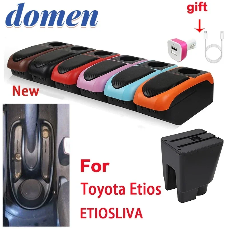 For Toyota Etios Armrest Box For Toyota Etios Car Armrest box Interior parts Storage box with USB cup holder Car Accessories