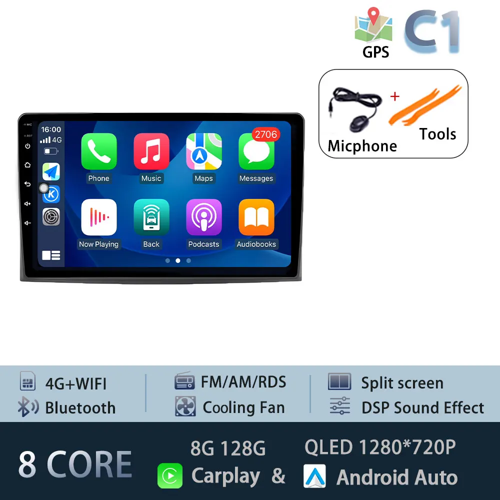 For Toyota Corolla Verso Spacio E120 2001-2007 Autoradio Carplay WIFI Car Radio GPS Navigation Multimedia Video Stereo DSP Audio