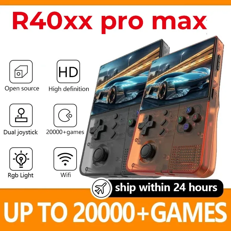 R40XX Pro Max Retro Handheld Game Console Open-Source 4.2 Inch IPS Screen Video Game Console Wireless Portable Gaming Player