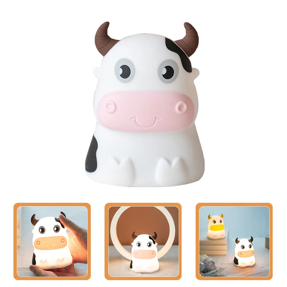 

Cow Night Light Bedside Lamp Desktop Cartoon Table Silicone Decor for Bedroom