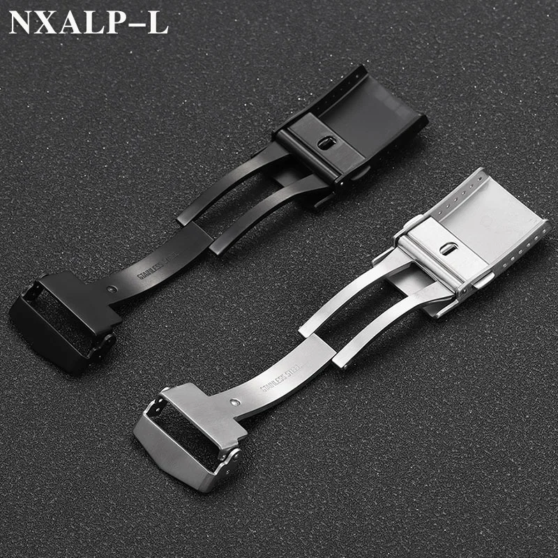 18mm 20mm 22mm Orologio Chiusura in acciaio inossidabile massiccio 316L Fibbia pieghevole Uomo Donna Orologio Fibbia per cinturino in metallo siliconico Accessori