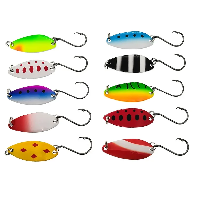 OUTKIT 10 pièces mélange de couleurs 4.1 cm 6.5g cuillère de pêche leurre appât de natation Isca artificiel truite leurre Pesca matériel de pêche Truite cuillères