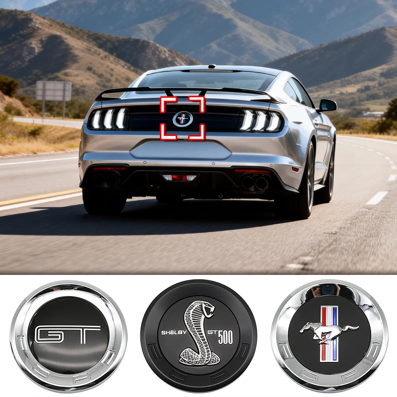 150mm Car Rear Trunk Emblem For Ford Mustang Tire Style ABS Badge 5.0 Roush Shelby GT500 Cobra Laguna Auto Tuning Accessories - view 2