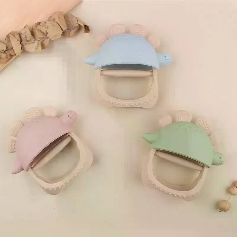 Dinosaur Glove Teether Soft Cute Color Cognition Easy Clean Baby Soothing Teething Toy Gifts Silicone